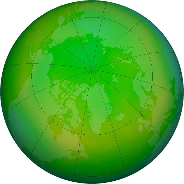Arctic ozone map for July 1980